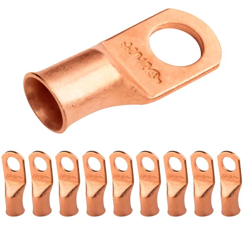 Vista 136 de SELTERM - 5 terminales de anillo resistentes para cable de batería, calibre 1/0 AWG, pernos de 1/2 pulgadas, terminales de calibre 0, ojales