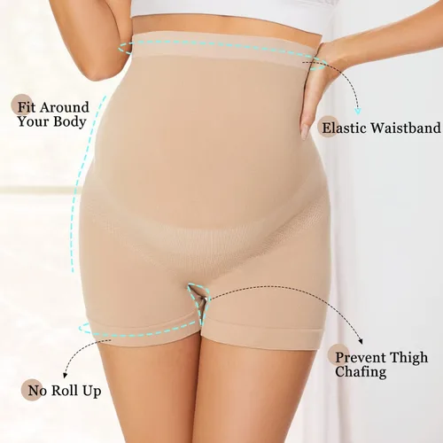 Vista 3 de Ropa interior de maternidad sin costuras para mujer, con cintura alta, para apoyo al vientre