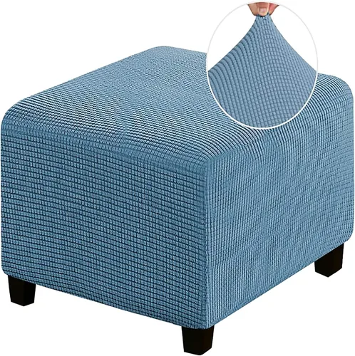 Vista 16 de Funda otomana de alta elasticidad, fundas protectoras de terciopelo elástico para reposapiés, lavable, resistente a la suciedad, con parte inferior