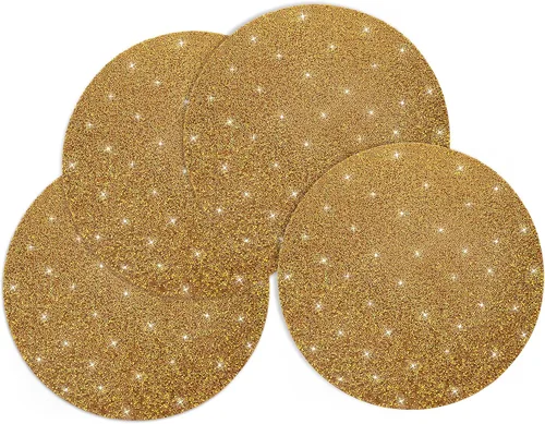 Vista 23 de Mantel individual negro de pedrería con diamantes triturados brillantes redondos lavables con purpurina para otoño, Halloween, boda, Navidad