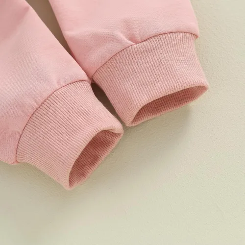 Vista 7 de Conjunto de sudadera para bebé niña con texto en inglés "Daddy Mama" de manga larga para otoño e invierno