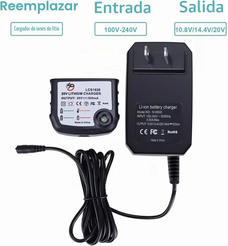 Vista 4 de Cargador de batería de iones de litio de 20 voltios LCS1620 para Black & Decker para cable Porter para STANLEYBattery 12V 14.4V 18V 20 voltios