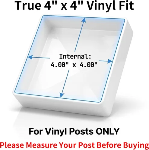 Vista 2 de RECTOO Tapas para Postes de Vinilo 4x4 Blancas (Tamaño Interno Real de 4.00" - NO para Postes de Madera), Remates Superiores de Pirámide