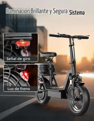 Vista 8 de Electric Scooter for Adults, 25MPH Top Speed, 35 Miles Max Range, 1000W Peak Motor, 48V 13Ah Battery, 14" E Scooter with Seat, Dual Suspension Oscuro