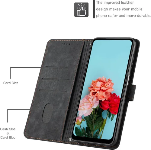 Vista 5 de Funda para teléfono compatible con Tecno Spark Go 1 4G/Spark Go (2025), compatible con Tecno Pop 9 4G, ranura magnética para tarjetas, piel