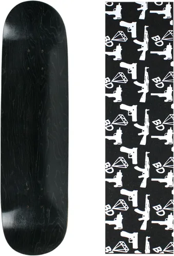Vista 9 de Skateboard Deck Pro 7-Ply Arce canadiense TINTADO NEGRO con Griptape