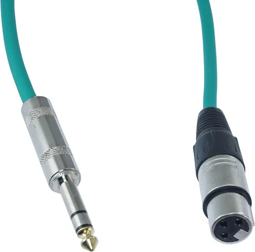 Vista 2 de Cable de conexión de audio profesional XLR hembra TRS de 1/4 pulgadas a 3 pines equilibrado y blindado (3 pies de largo, verde)
