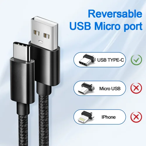 Vista 3 de UDATON Cable USB tipo C de carga rápida, paquete de 2 (10 pies + 10 pies) de largo 3A USB A a tipo C, cable de carga trenzado de nailon TPE