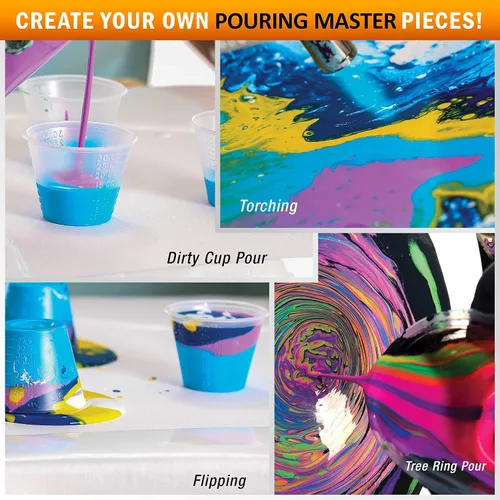 Vista 5 de Pouring Masters - Pintura acrílica premezclada de 8 onzas líquidas listas para verter, oro de 24 quilates, suministros de arte fluido para lienzo