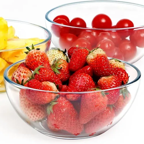 Vista 5 de Red Pomegranate Element - Juego de 2 cuencos de vidrio para sopa/ensalada/postre/aperitivos, 6 pulgadas