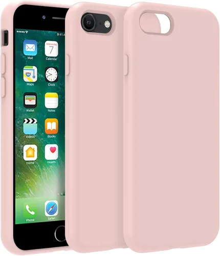 Vista 100 de Funda de silicona prémium para iPhone SE/8/7, con forro de microfibra suave antiarañazos, a prueba de golpes, color negro, iPhone SE/8/7