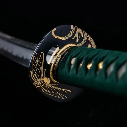 Vista 13 de Handforged Samurai Katana Sword - Damascus/1060/1095 High Carbon Steel, Full Tang, Iron Tsuba, Solid Wood Saya - Real Functional Sharp Blade for