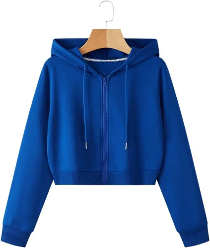 Vista 5 de SweatyRocks Sudadera corta con capucha y cordón de manga larga para mujer