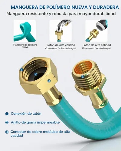 Vista 3 de ENEACRO Carrete de manguera de jardín retráctil con soporte de pared de 1/2 pulgadas x 100 pies con boquilla de manguera de 10 patrones, conector