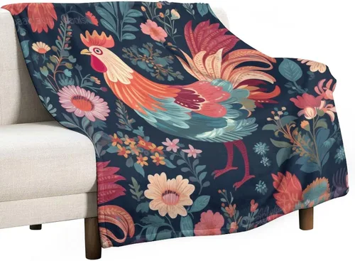 Vista 50 de Manta de microfibra suave y acogedora con diseño de gallo rústico en blanco y negro, suave y acogedora manta de microfibra para sofá, cama, oficina