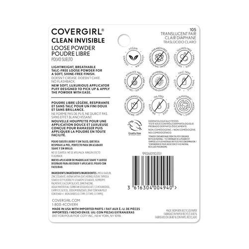 Vista 11 de COVERGIRL Clean Invisible - Polvo suelto, polvo fijador, fórmula vegana, translúcido justo, 0.7 onzas (paquete de 2)