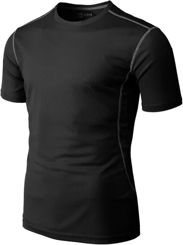 Vista 2 de H2H Camisetas de manga corta de compresión Cool Dry para hombre Cmtts263-negro