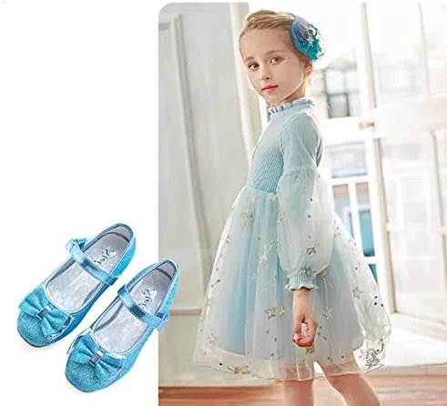 Vista 7 de Stelle Zapatos Mary Jane con purpurina de tacón bajo para niñas, diseño de princesa, boda, fiesta, vestido de fiesta, zapatos de tacón para niños