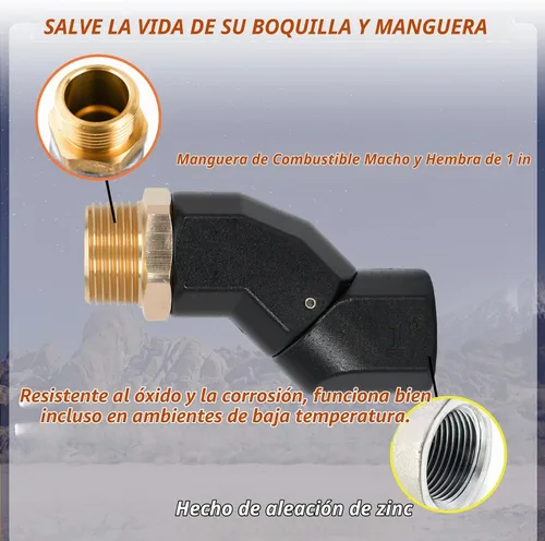 Vista 3 de (1 pulgada NPT, 2 piezas) manguera de combustible negra giratoria 360 Conector giratorio para bomba de transferencia de combustible, boquilla