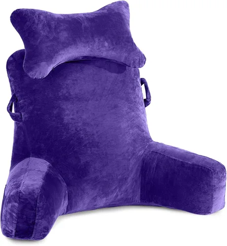 Vista 17 de SLIGUY Almohada de lectura, almohada de descanso para cama con rollo de cuello desmontable y brazo de apoyo superior para sentarse en la cama, sofá