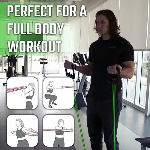 Vista 5 de Gorilla Bow Resistance Bands with Handles Quick-Lock Multi-Layer Exercise Bands for Work Out, Non Slip Grip for Full-Body Strength Training, Heavy
