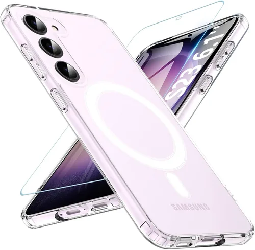 Vista 37 de OWKEY Funda magnética para Samsung Galaxy S23 de 6.1 pulgadas, para Magsafe con protector de pantalla, protección de grado militar, a prueba