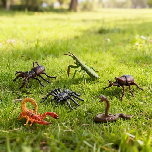 Vista 6 de Juego de 6 figuras realistas de insectos variados realistas, figuras de insectos modelo de insectos, regalo temático de insectos de Halloween, juego