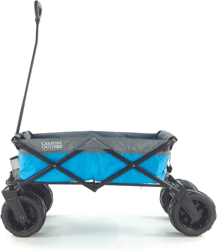 Vista 2 de Cochecito creativo para exteriores para niños, capacidad de peso de 200 libras, carrito plegable y portátil todo terreno, ruedas gigantes de 10 gris