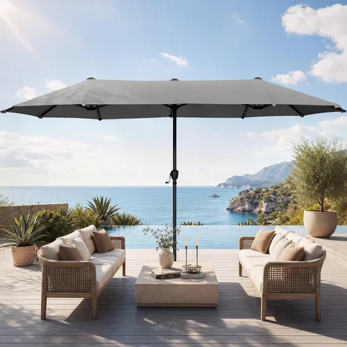 Vista 8 de HERA'S PALACE - Sombrilla de patio rectangular de 13 pies, sombrilla grande para exteriores con manivela, sombrilla de mesa para patio con potente