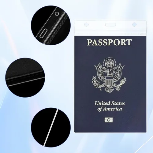 Vista 4 de 10 fundas protectoras transparentes para pasaporte, 4 x 6 pulgadas, impermeables, de plástico, para viajes, fundas verticales sin cremallera