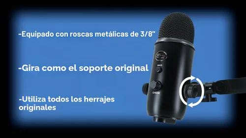 Vista 3 de Desk Cookies Soporte de micrófono para Blue Yeti con roscas de 3/8 pulgadas, accesorio de brazo de pluma, adaptador de montaje duradero, soporte
