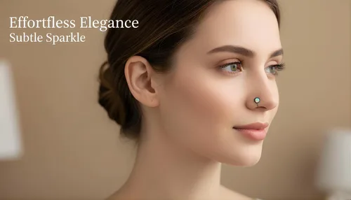 Vista 6 de Piercing para la nariz, calibre 22, relleno de oro de 14 quilates, simple en forma de L con ópalo blanco, pin de nariz de oro único, joyería Negro-L