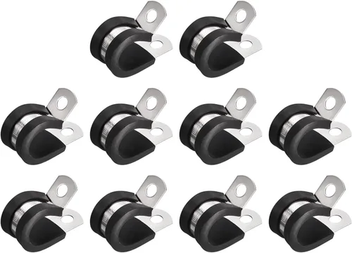 Vista 29 de uxcell Abrazadera de tubo de acero inoxidable en forma de R de 1-1/2 pulgadas (1.496 in) con aislamiento acolchado de goma