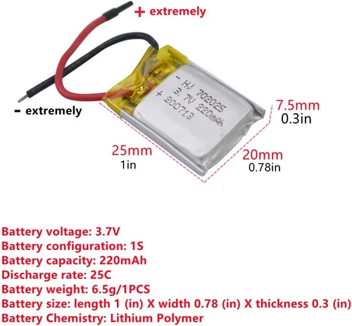 Vista 2 de sea jump 2 unids 3.7 V 220 mAh batería de litio para HS190 901HS 901S 901H X300C LF606 SG800 S9 SYMA S107 S107G S108G S109G mini Quadcopter