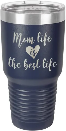 Vista 15 de Vaso grabado con texto en inglés "MOM LIFE IS THE BEST LIFE Engraved 30oz" grabado con láser en polvo de acero con revestimiento de polvo taza