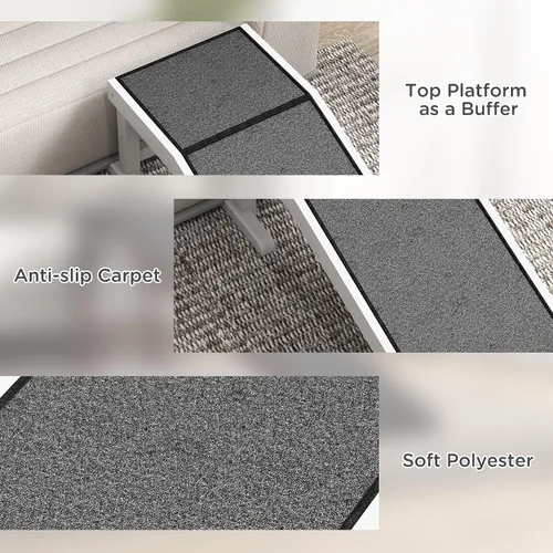 Vista 6 de PawHut Rampa para perros para cama, rampa para mascotas para perros con alfombra antideslizante y plataforma superior, 49 x 16 x 14 pulgadas