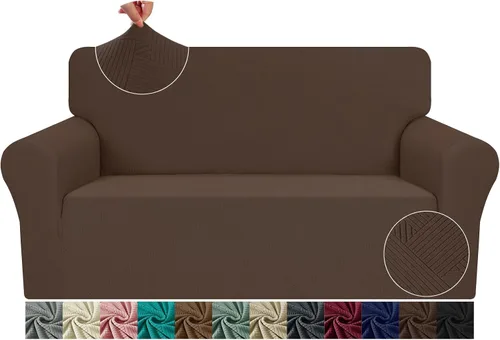 Vista 43 de JIVINE - Funda para sofá biplaza, 1 pieza elástica para sofá de 2 cojines, protector de muebles con parte inferior elástica para niños y mascotas