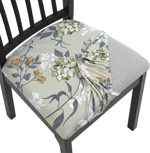 Vista 35 de SearchI Juego de 2 fundas de asiento para sillas de comedor, fundas de asiento elásticas con estampado, extraíbles y lavables, fundas de cojín