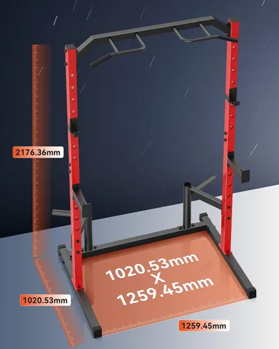 Vista 5 de OPPSDECOR Squat Rack, Multi-Function Power Cage Rack with Adjustable Weight Bench, Squat Rack with Pull-up Bar, J-Hooks, More Training Attachment