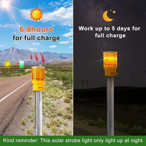 Vista 3 de Aolyty Luz LED solar estroboscópica de advertencia para construcción, seguridad en carretera, barricada, tráfico, señal de vehículo, lámpara