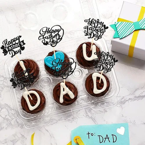 Vista 4 de 24 adornos para cupcakes con purpurina para el Día del Padre, con purpurina, corazón, amor, padre, mejor papá, decoración de cupcakes para feliz día