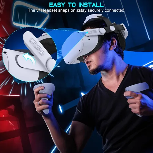 Vista 6 de Comfort Head Strap for Oculus Quest 2 VR Headset - Replaces Elite Strap, Soft PU Surface, Adjustable, Enhanced Support and Comfort (No Battery)