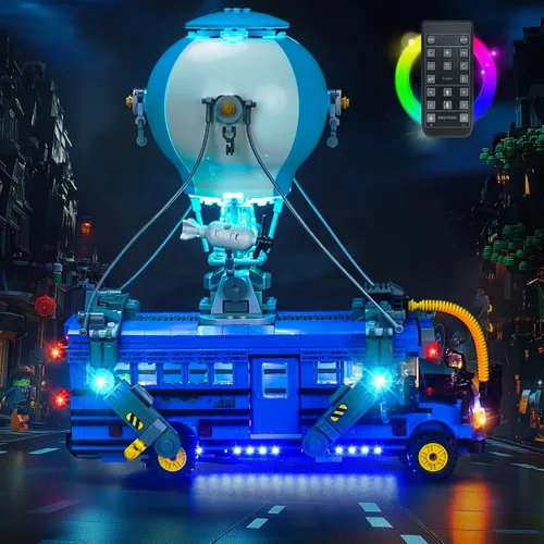 Vista 6 de BrickBling Luz LED compatible con Lego Fortnite Battle Bus, kit de iluminación versión RC compatible con Lego 77073 (sin modelo)