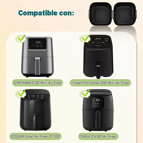 Vista 3 de BYKITCHEN Forros pequeños de silicona para freidora de aire de 1.5 a 3 cuartos de galón, mini forro de silicona reutilizable de 5.5 pulgadas