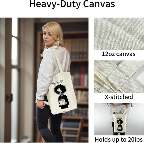 Vista 2 de itgowisa Bolsa de lona para mujer, bolsa de mano con bolsillo interior con cremallera, bolsa de lona con cremallera para compras, trabajo