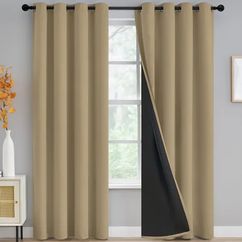 Vista 156 de Yakamok Cortinas negras, cortinas de ventana con aislamiento térmico y eficiencia energética para dormitorio, cortinas opacas completas y cortinas