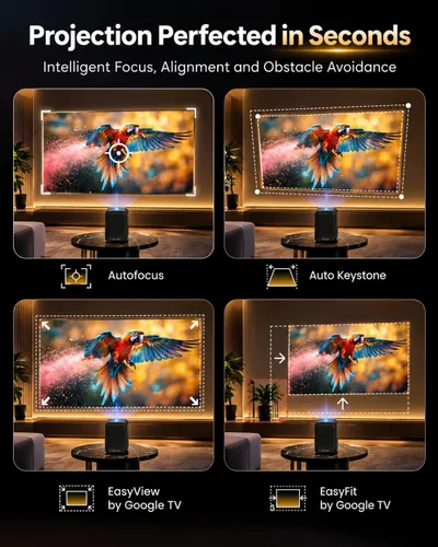 Vista 5 de Proyector inteligente de Google TV, con licencia de Netflix Marrón/Negro