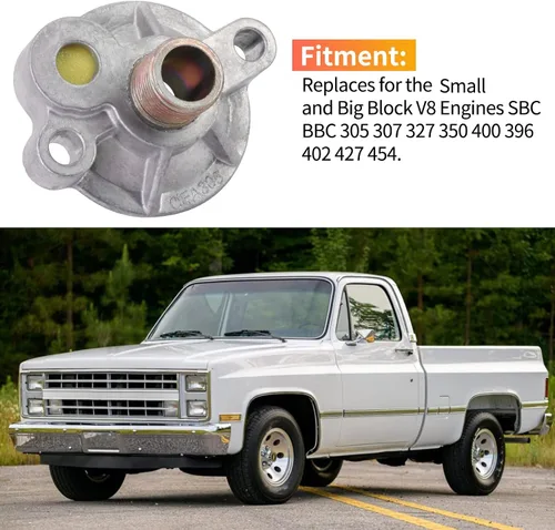 Vista 3 de KIPA Adaptador de filtro de aceite de repuesto para motores Chevy V8 de bloque pequeño SBC BBC Spin On Bypass 305 307 327 350 400 396 402 427 454#