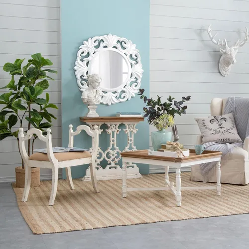 Vista 8 de Mesa consola pequeña de 31.9 pulgadas, estilo retro, estilo campestre, estilo francés, vintage, mesa de entrada, mesa de sofá para sala de estar
