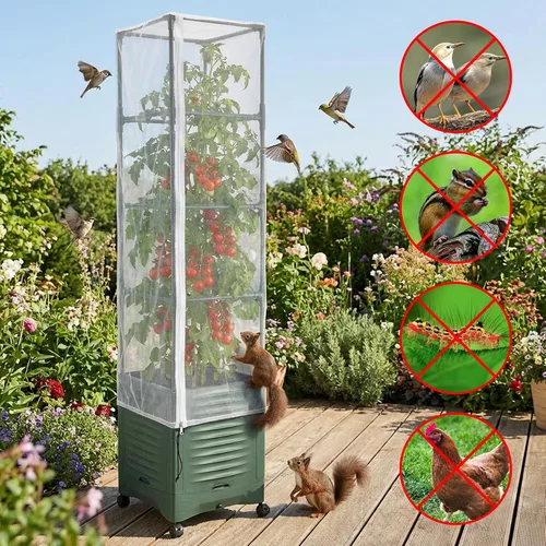 Vista 4 de 2 piezas de red para pájaros de jardín para jaula cuadrada de tomate, 59 x 17.7 pulgadas, barrera de insectos y pájaros, red de jaula de tomate